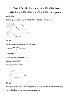 Giải Toán 8 Bài 11: Hình thang cân | Kết nối tri thức