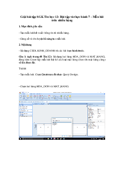 Giải bài tập SGK Tin học 12: Bài tập và thực hành 7 - Mẫu hỏi trên nhiều bảng