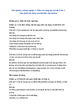 Trải nghiệm, hướng nghiệp 11 Chân trời sáng tạo chủ đề 3 bản 1: Góp phần xây dựng và phát triển nhà trường