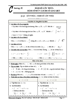 Bài tập trắc nghiệm hàm số lũy thừa, mũ và logarit – Lê Văn Đoàn