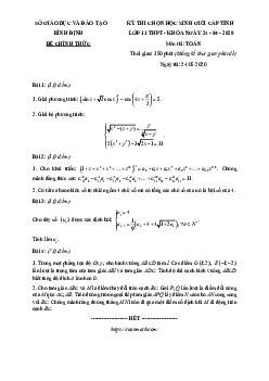 Đề thi học sinh giỏi cấp tỉnh Toán 11 năm 2019 – 2020 sở GD&ĐT Bình Định