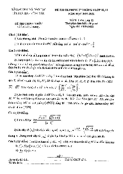 Đề Olympic 27 tháng 4 Toán 11 năm 2020 – 2021 sở GD&ĐT Bà Rịa – Vũng Tàu