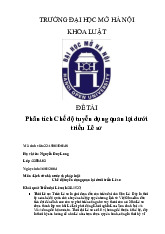 Phân tích Chế độ tuyển dụng quan lại dướitriều Lê sơ môn Lí luận nhà nước và pháp luật | Trường đại học Mở Hà Nội