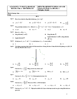 Đề kiểm tra định kỳ Giải tích 12 chương 1 (Hàm số) trường THCS – THPT Đông Du – Đăk Lăk