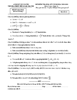 Đề kiểm tra HK1 Toán 11 năm 2019 – 2020 trường THPT Thị xã Quảng Trị