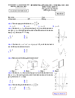 Đề giữa học kì 1 Toán 12 năm 2022 – 2023 trường THPT Yên Viên – Hà Nội