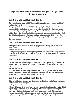 Soạn Văn 8 Bài 8: Cánh cửa mở ra thế giới | Tình yêu sách | Chân trời sáng tạo