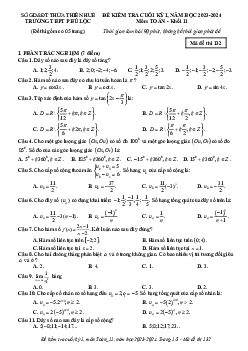 Đề cuối kỳ 1 Toán 11 năm 2023 – 2024 trường THPT Phú Lộc – TT Huế
