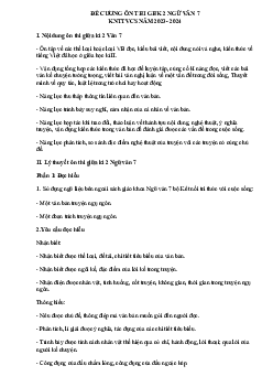 Đề cương ôn tập giữa học kì 2 môn Ngữ văn 7 sách Kết nối tri thức với cuộc sống