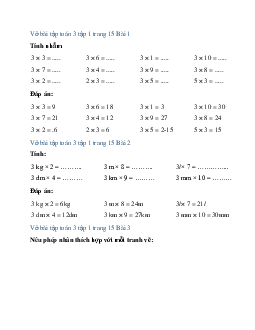 Giải VBT Toán lớp 3 trang 15, 16 Bài 6: Bảng nhân 3 | Cánh diều