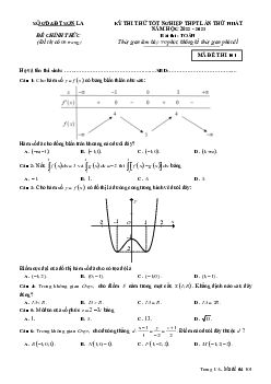 Đề thi thử THPT Quốc gia năm 2023 môn Toán lần 1 Sở GD&ĐT Sơn La (có đáp án)