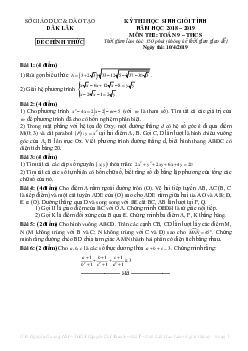 Đề thi học sinh giỏi tỉnh Toán 9 THCS năm 2018 – 2019 sở GD&ĐT Đăk Lăk