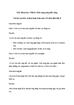 Giải Khoa học lớp 4 Bài 8: Ánh sáng trong đời sống | Cánh diều