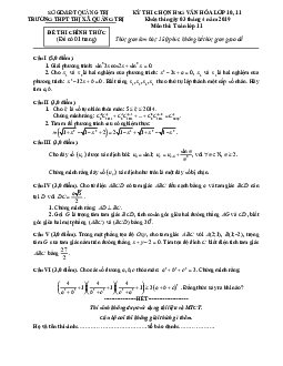 Đề thi chọn HSG Toán 11 năm 2018 – 2019 trường THPT Thị xã Quảng Trị