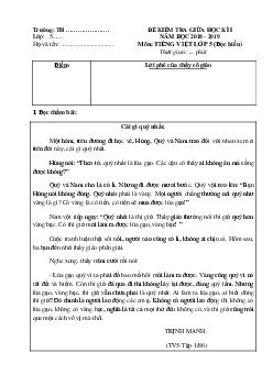 Đề thi giữa học kì 1 môn Tiếng Việt lớp 5 năm 2018 - 2019 - Đề 2