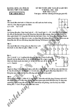 Đề thi tuyển sinh vào 10 Chuyên Vật lí Trường THPT Năng khiếu, ĐHQG TP. HCM