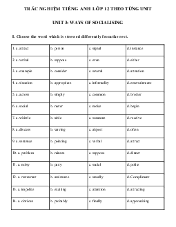 Bài tập tiếng Anh lớp 12 Unit 3 Ways of socialising