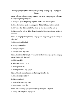 Trắc nghiệm Lịch sử 10 bài 4: Các quốc gia cổ đại phương Tây – Hy Lạp và Rôma