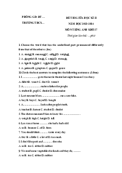 Đề thi giữa học kì 2 môn Tiếng Anh 7 năm 2023 - 2024 sách KNTT - Đề 4