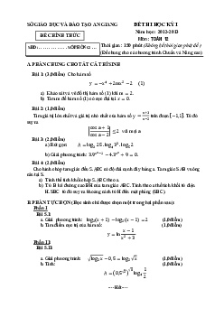 Đề thi HK1 lớp 12 Sở GD và ĐT tỉnh An Giang 2012 – 2013