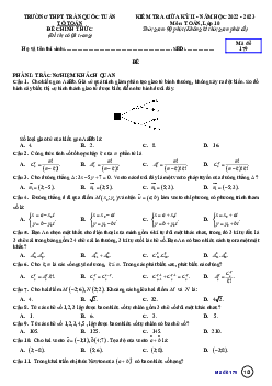 Đề giữa kỳ 2 Toán 10 năm 2022 – 2023 trường THPT Trần Quốc Tuấn – Kon Tum