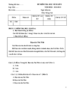 Đề thi học kì 2 lớp 1 năm 2022 - 2023 | Tiếng việt 1 | Cánh diều | đề 7