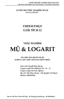Bài tập trắc nghiệm mũ và logarit – Nguyễn Đại Dương