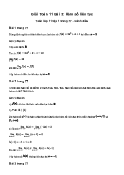 Giải Toán 11 Bài 3: Hàm số liên tục | Cánh diều