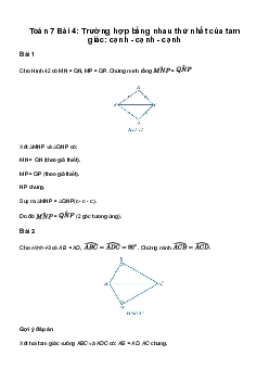 Giải Toán 7 bài 4: Trường hợp bằng nhau thứ nhất của tam giác: cạnh - cạnh - cạnh  | Cánh diều