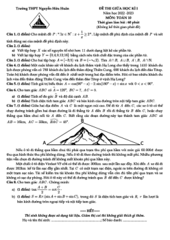 Đề giữa kì 1 Toán 10 năm 2022 – 2023 trường THPT Nguyễn Hữu Huân – TP HCM