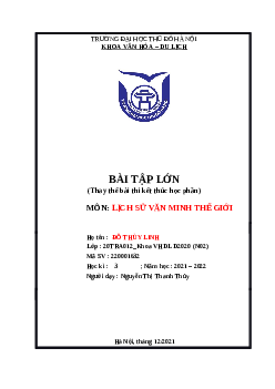 Bài tập lớn môn lịch sử văn minh thế giới | Trường Đại Học Thủ Đô Hà Nội