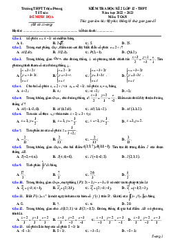 Đề minh họa học kì 2 Toán 12 năm 2022 – 2023 trường THPT Triệu Phong – Quảng Trị