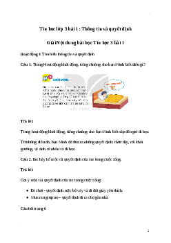 Giải Tin học lớp 3 Bài 1: Thông tin và quyết định | Kết nối tri thức
