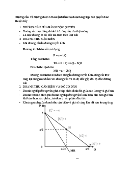 Đường cầu và đường doanh thu cận biên của doanh nghiệp độc quyền bán thuần túy | Kinh tế vi mô | Trường đại học Thương mại