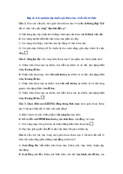 Đáp án trắc nghiệm tập huấn sgk Khoa học 4 | Kết nối tri thức