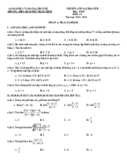 Ôn tập học kì 2 Toán 11 năm 2021 – 2022 trường THPT Trần Phú – Hà Nội