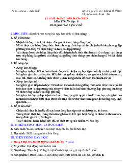 Giáo án Toán 8 Chương 1 Bài 3: Hằng đẳng thức đáng nhớ | Cánh diều