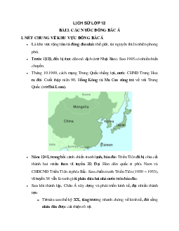 Lịch Sử 12 bài 3: Các nước Đông Bắc Á