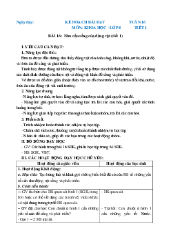 Giáo án Khoa học lớp 4 Tuần 16 | Chân trời sáng tạo