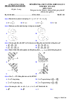 Đề kiểm tra Toán 10 lần 1 năm 2022 – 2023 trường THPT Hàn Thuyên – Bắc Ninh