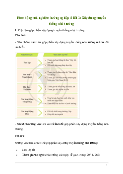 Hoạt động trải nghiệm 8: Xây dựng truyền thống nhà trường | Cánh diều