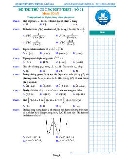 TOP 16 Đề thi thử THPT Quốc gia năm 2023 môn Toán Sở GD&ĐT Bình Dương (có đáp án)