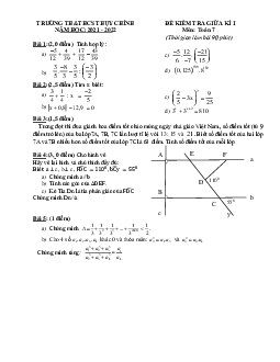 Đề thi giữa kì 1 Toán 7 năm 2021 – 2022 trường TH&THCS Thụy Chính – Thái Bình