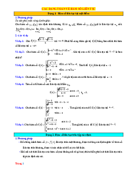 Các dạng bài tập về hàm số liên tục
