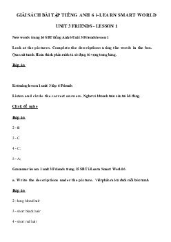 Sách bài tập tiếng Anh lớp 6 Unit 3 Lesson 1 - Smart World