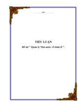 TIỂU LUẬN MÔN : QUẢN LÝ NHÀ NƯỚC VỀ KINH TẾ | Học viện Hành chính Quốc gia
