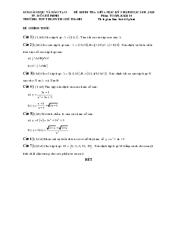 Đề kiểm tra giữa HK1 Toán 10 năm 2019 – 2020 trường Nguyễn Chí Thanh – TP HCM