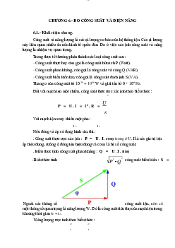 Lý thuyết bài giảng môn Kỹ thuật cảm biến và đo lường nội dung chương 6: Đo công suất và điện năng