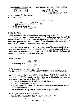 Đề khảo sát Toán 9 năm học 2019 – 2020 trường THCS Lê Ngọc Hân – Hà Nội