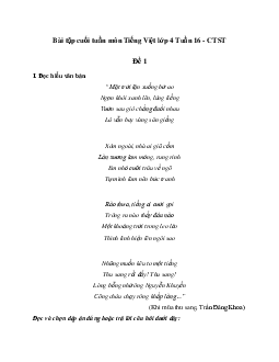 Giải Bài tập cuối tuần lớp 4 môn Tiếng Việt Chân trời sáng tạo - Tuần 16